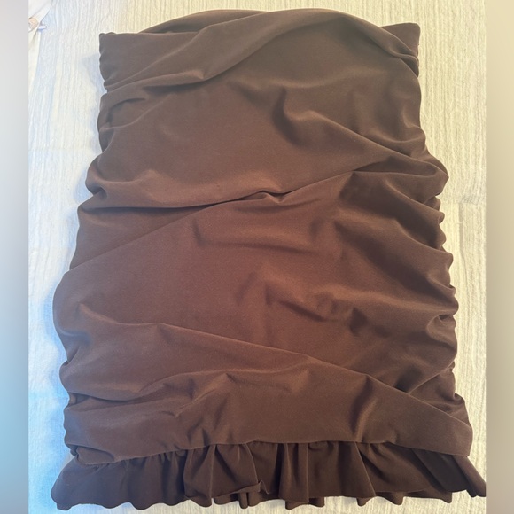 PLT// Brown top and mini skirt set - Picture 3 of 7